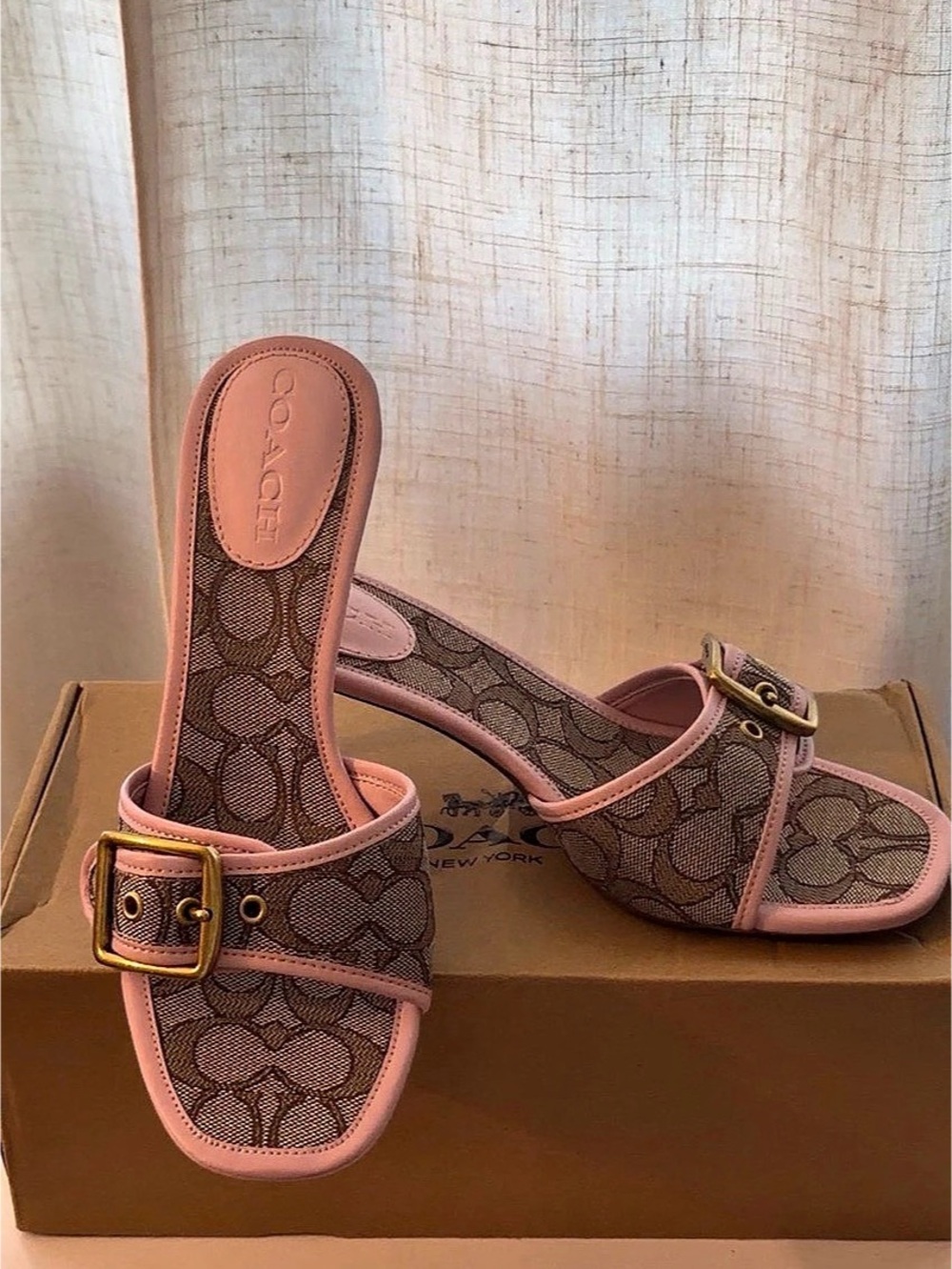 Coach Margot Slide Sandal Brown & Pink Sandals